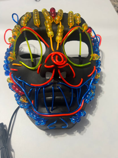 Hand made EL wire beaded light up cat mask