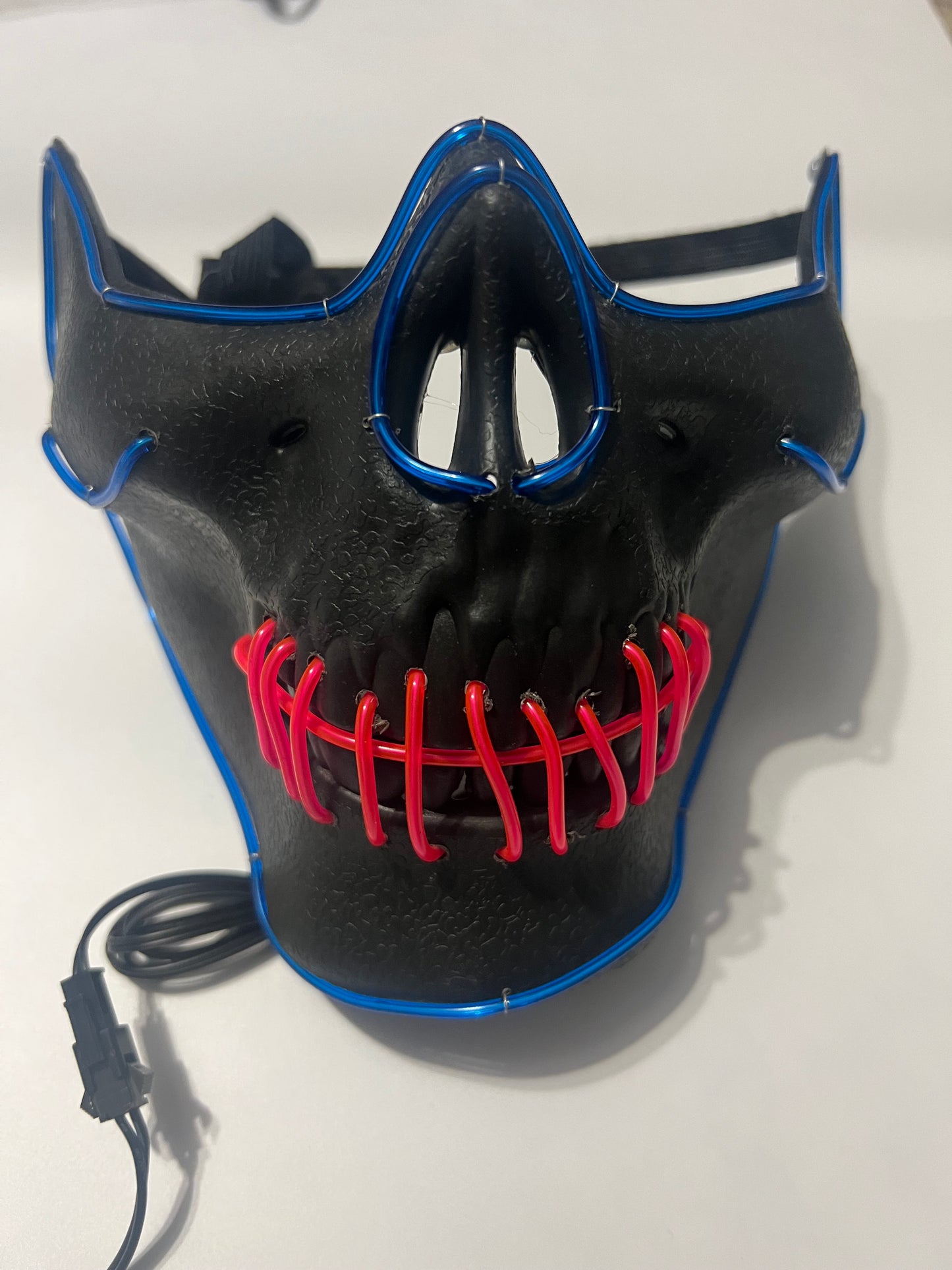 Blue and Pink Half Skull El Wire Light Up Mask