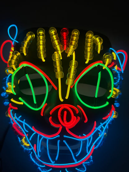 Hand made EL wire beaded light up cat mask