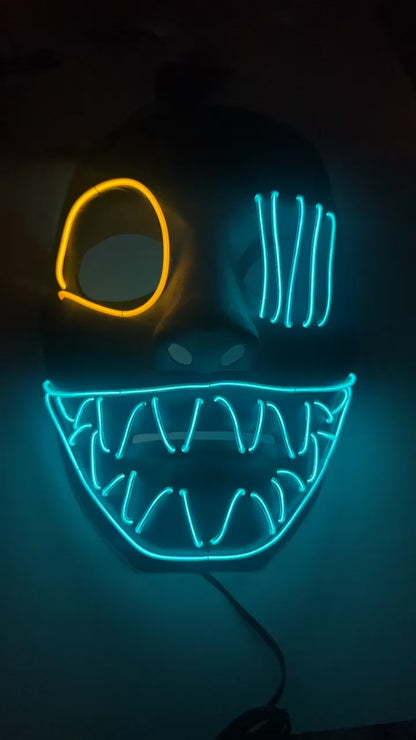 El Wire Skull Face Light Up Mask