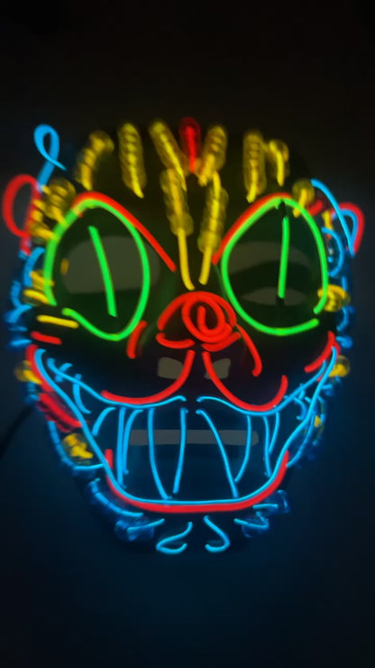 Hand made EL wire beaded light up cat mask