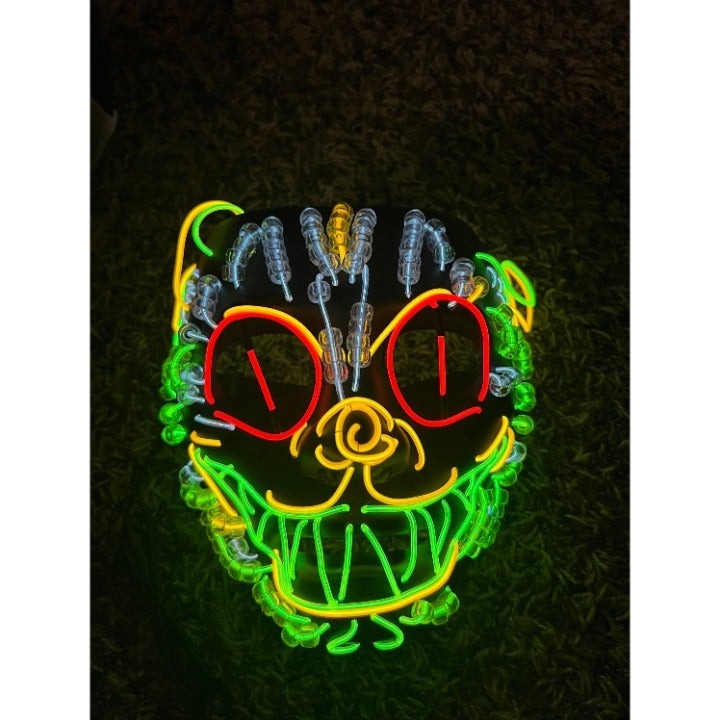 Beaded el wire cheshire cat light up handmade mask