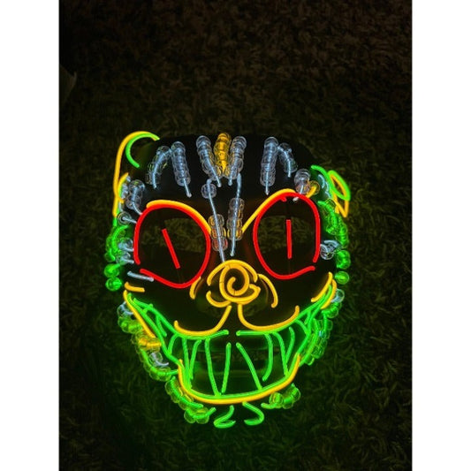Beaded el wire cheshire cat light up handmade mask
