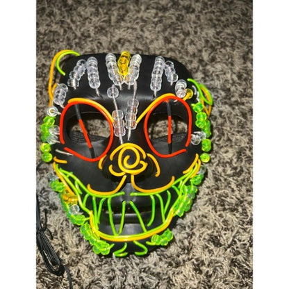 Beaded el wire cheshire cat light up handmade mask