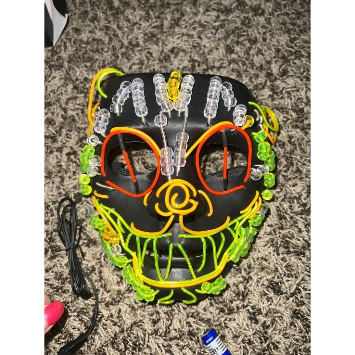 Hand made EL wire beaded light up sale cat mask